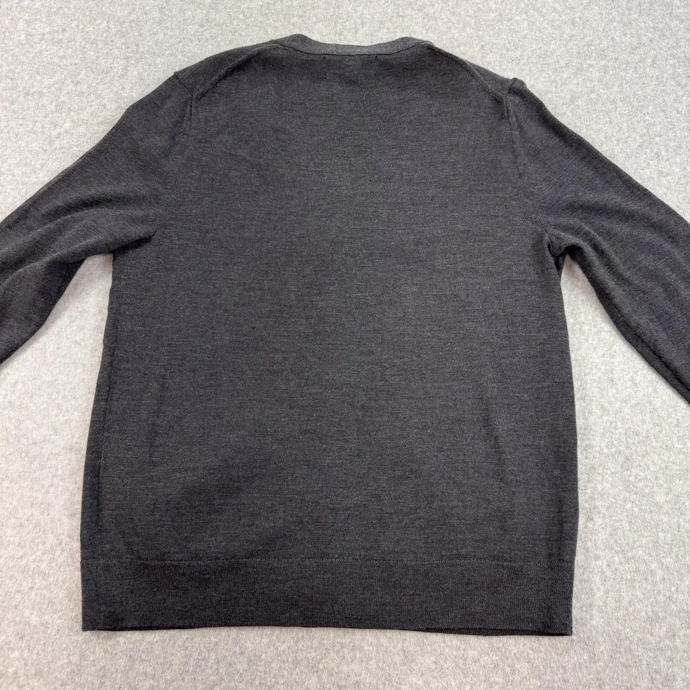 Banana Republic Cardigan Sweater Mens Large Gray Merino Wool V Neck Button Front